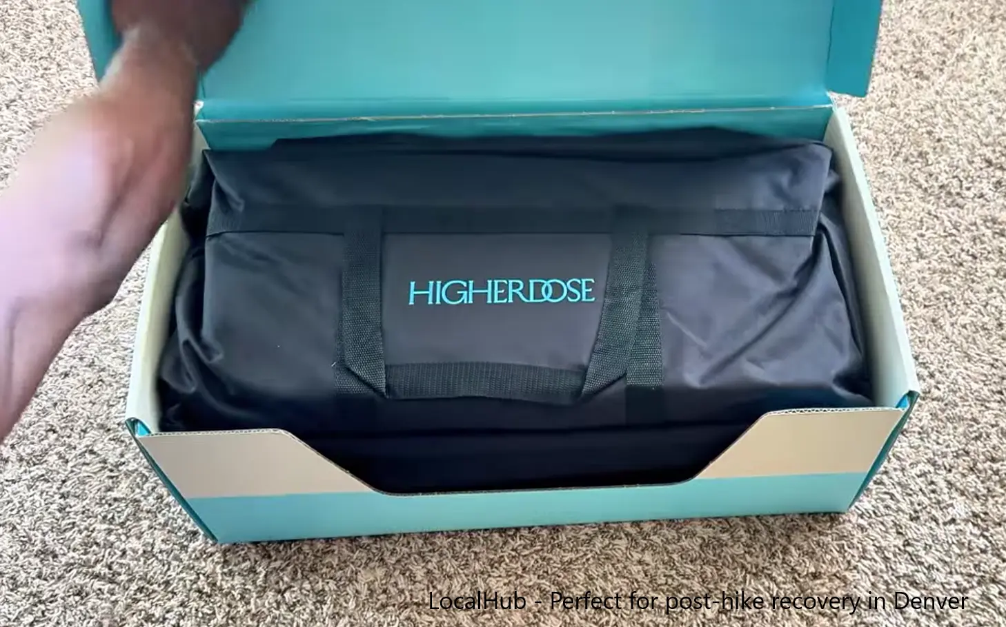 Relaxing inside the HigherDOSE V4 Sauna Blanket for nervous system reset